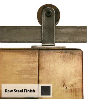 Top Mounted Barn Door Hardware   Raw Steel Finish   Nylon Wheel 