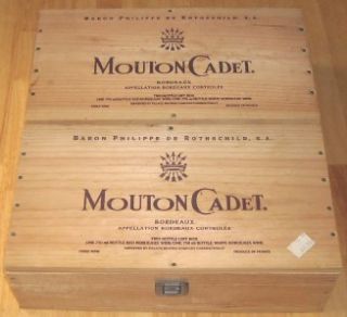 Baron Philippe de Rothschild s A Mouton Cadet Empty Wooden Wine Box 
