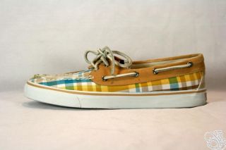 Sperry Top Sider Bahama Camel Plaid Camel Boat Shoes