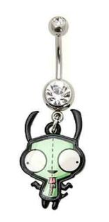 Invader Zim Tongue Belly Ring Barbell Body Jewelry 14g