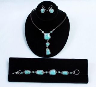 925 Sterling BARSE Jewelry Set Kingman Turquoise Bracelet, Necklace 