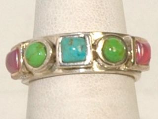 Vintage Barse 925 Sterling Silver Blue and Green Turquoise Ring 11093 