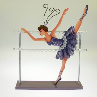 Ballerina Girl Dancer Holding Ballet Bar Jewelry Stand Earring Holder 