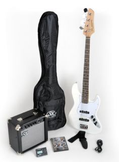 SX Ursa 2 Pack RN PK WT Bass Guitar Package w/Free Amp, Carry Bag 