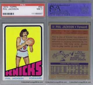 PSA Graded Basketball Trading Card: 1972 Topps #32 Phil Jackson, NY 
