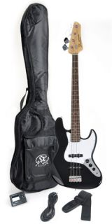SX Ursa 2 Pack RN BK Bass Guitar Package w Free Amp Carry Bag and 