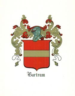 Great Coat of Arms Bartram Family Crest Genealogy Would Look Great 