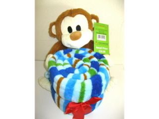 BARUCH CO. MILO THE MONKEY AND PLUSH BLUE STRIPE CHILDRENS THROW 