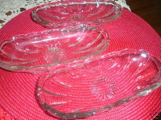 Vintage Banana Split Dish Set of 3 Clear Glass