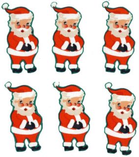 Fabric Iron on appliques: whistling xmas santas, 3 inches tall 
