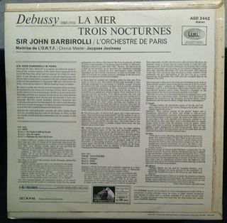 SIR JOHN BARBIROLLI debussy la mer LP UK ASD 2442