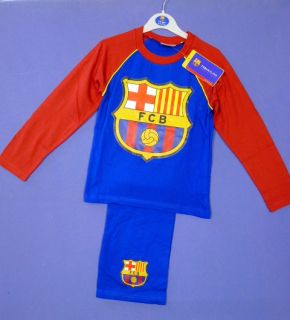 Boys 100 Official Barcelona Pyjamas Club Crest Print 3 12 Years New 