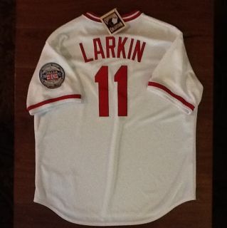 Barry Larkin HOF Cincinnati Reds Jersey Brand New W tags XL Throwback 