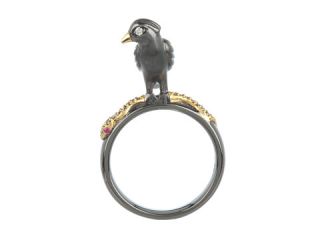 Elizabeth and James Meadowlark Perched Bird Ring with Diamond & Ruby 