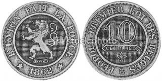 Belgium 10 Centimes, 1862