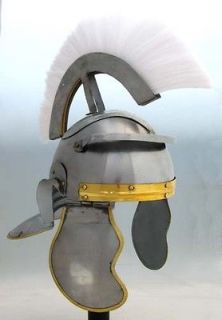 roman officer helmet w white plume bargain 