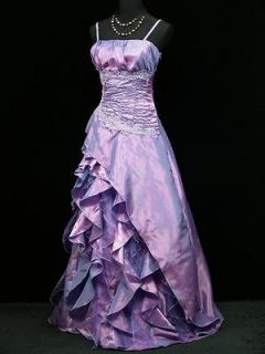 satin purple wedding prom evening dress size 16 18