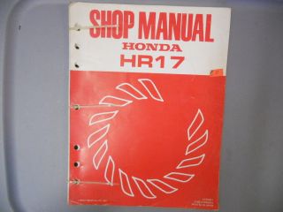 Honda Factory Service Manual 1980 HR17 Lawn Mower