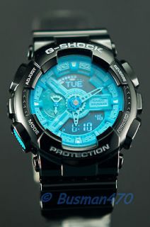 Casio G shock GA 110B 1A2 Hyper Color Black &Blue Mens Watch 100% 