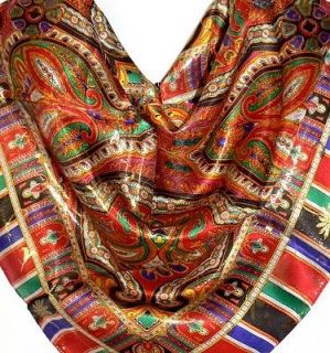 brandnew 100 % silk scarf shawl wrap gold thread paisley