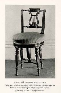 1939 Print Dressing Table Stool Chair Lyre Duncan Phyfe Furniture 