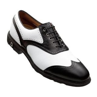 FJ Footjoy ICON 52262 Mens Golf Shoes 10M White Tumbled/ Blk Textured 