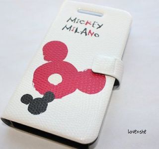 iPHONE 4 4G 4S   DISNEY RED MICKEY MOUSE LEATHER WALLET POUCH HOLSTER 