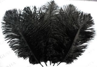 50 PCS dyeing ostrich feathers 8 10 inch/20 25cm(b​lack)