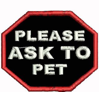 Ask to Pet Patch Service Dog Vest Patches Pet Assistance Support