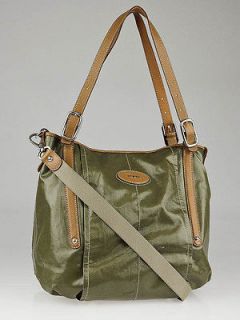 tod s green coated canvas g bag sacca grande tote bag