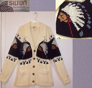 Vtg INDIAN Cowichan NAVAJO Southwestern CARDIGAN Sweater Coat
