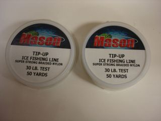 MASON ICE FISHING LINE 12 NEW SPOOLS TIP UP LINE 50YD 30LB TEST TAN 