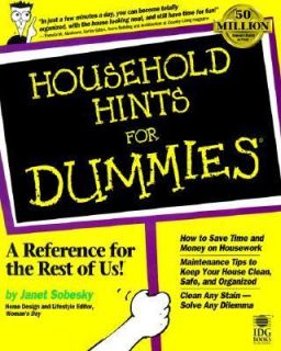 Household Hints for Dummies by Janet Sobesky 1999, Paperback