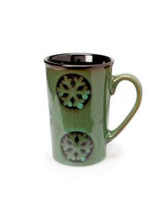 Set 6 PCS Ceramic Extra Large Green Snowflake Cups Snow Flake Coffee 