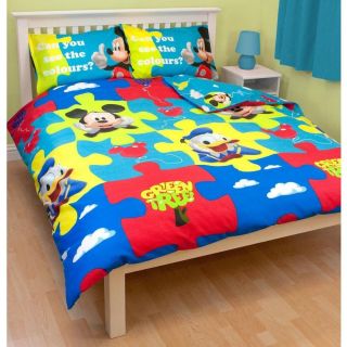 Mickey Mouse Puzzled Double Duvet Cover & Pillowcase Set   Disney 