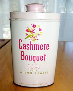 Vintage Cashmere Bouquet Talc Talcum Powder Tin / Can 4 oz size 