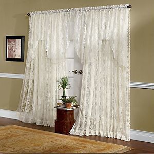 SO SHABBY EXTRA WIDE LACE CURTAINS 120 X 84   WHITE OR IVORY   BRAND 