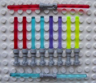 LEGO STAR WARS MINIFIGURE 10 ASSORTED LIGHTSABERS RED BLUE GREEN 