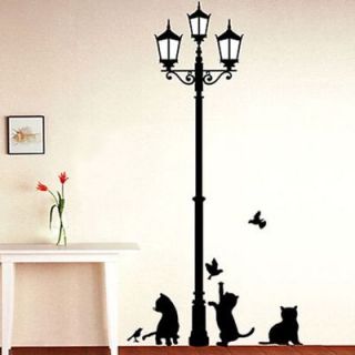 wds 09 lamp cat home art wall deco mural sticker