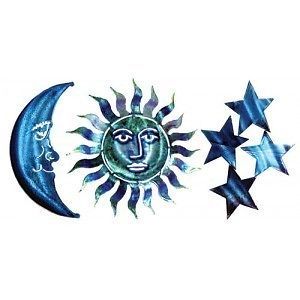 Awesome ~ 3 D SUN MOON & STARS SET~ STEEL OUTDOOR WALL ART ~ 3 PC 
