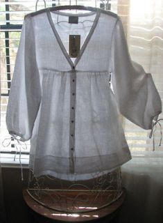completo lino flax linen charming peasant blouse m new