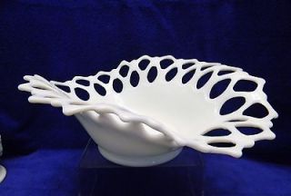 Westmoreland White Milk Glass 13 x 11 Open Lace Fruit Bowl ~ Oval 