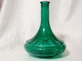 hand blown teal green glass decanter bottle 