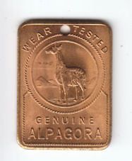 Vintage Alpagora Coat Clothing Hang tag token medallion Alpaca Fur 