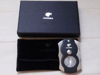 COHIBA Latch closed Stainless Steel Cigar Cutter with sack case BS
