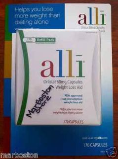 alli Orlistat Weight Loss Aid,170 capsules Refill Pack, Factory Sealed 
