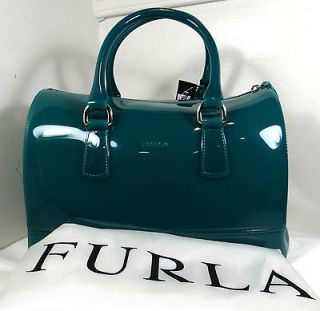 furla candy dark green satchel bag