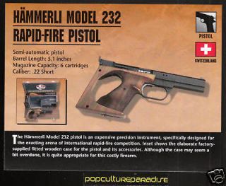 hammerli model 232 rapid fire pistol gun firearms card from