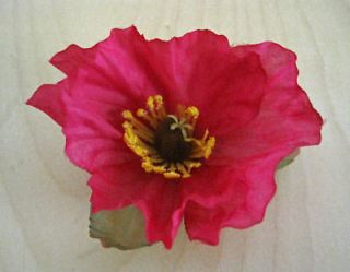 fuchsia pink poppy silk flower hair clip pin up  3 25 
