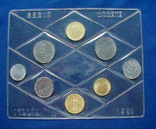   Italy currency 8 coins set lire 5/10/20/50/100​/100/200/200 Fao UNC